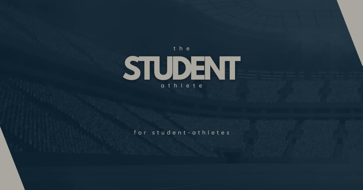The Student Athlete magazine cover with stadium background and text reading "for student-athletes".