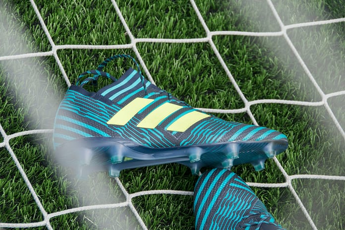 Football boots in net