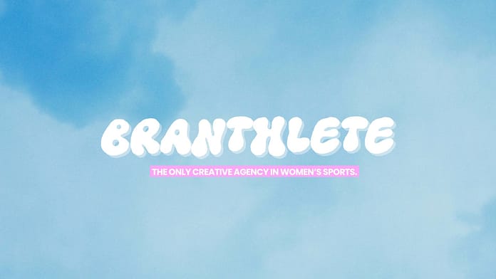 Branthlete logo with the tagline “The only creative agency in women’s sports” against a blue sky background.